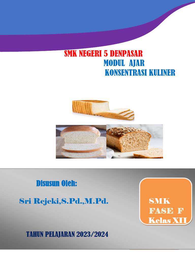 Modul Ajar Kuliner Roti Tawar SMK 5 | PDF