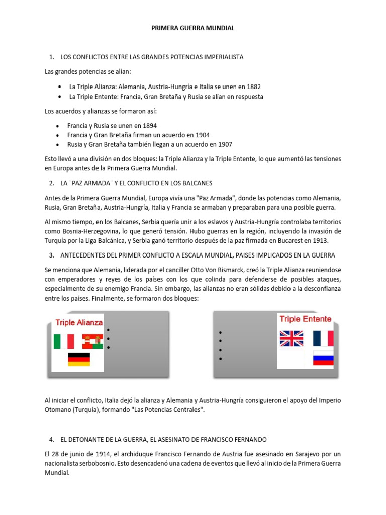 Causas y Consecuencias de la Primera Guerra Mundial | PDF | Austria ...