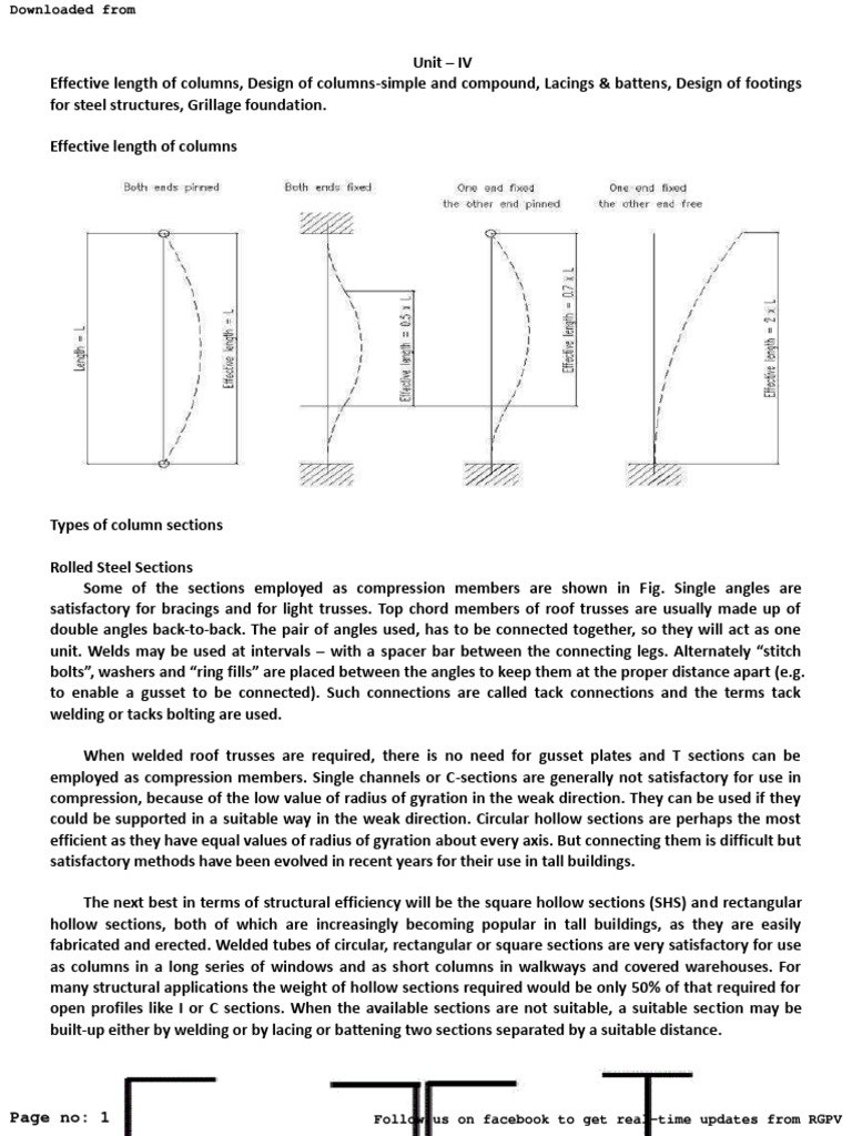 Notes Structure Design and Drawing Unit 4 280218 | PDF | Truss | Column