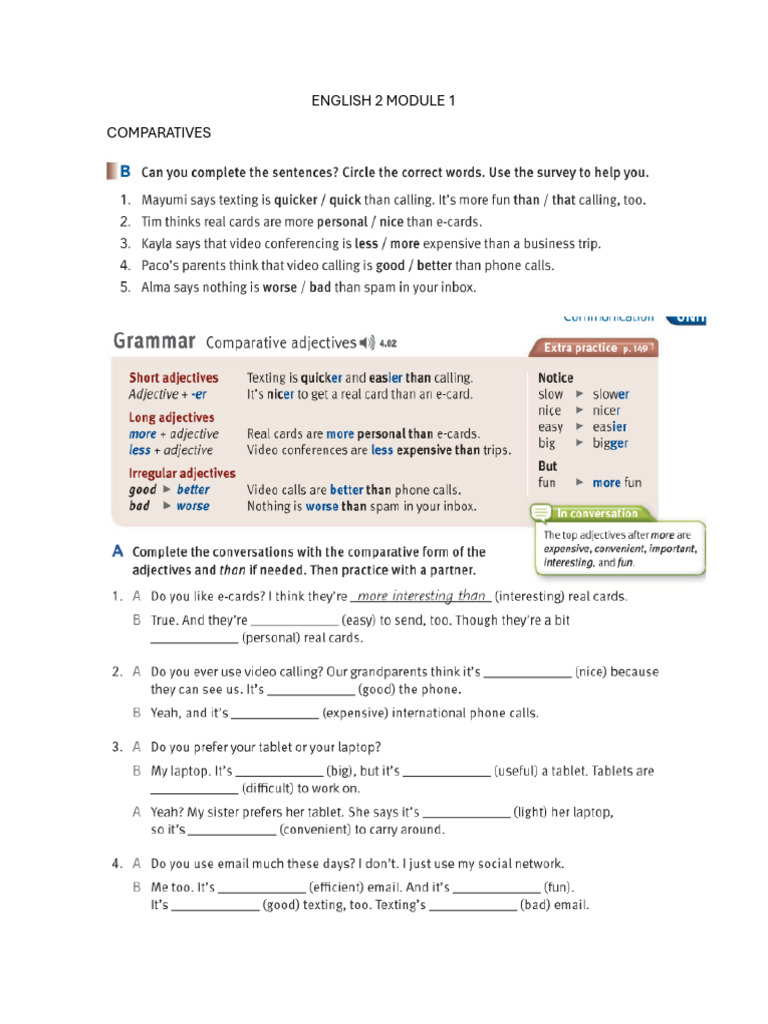 English 2: Comparatives & Superlatives | PDF