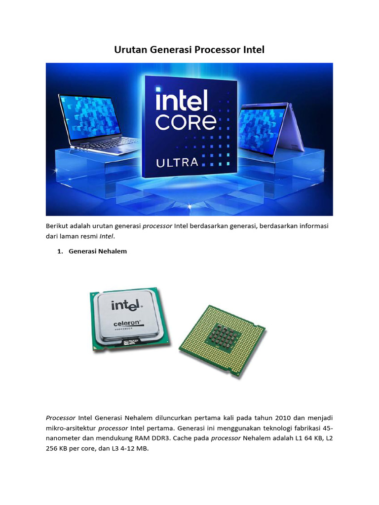 Urutan Generasi Prosesor Intel | PDF