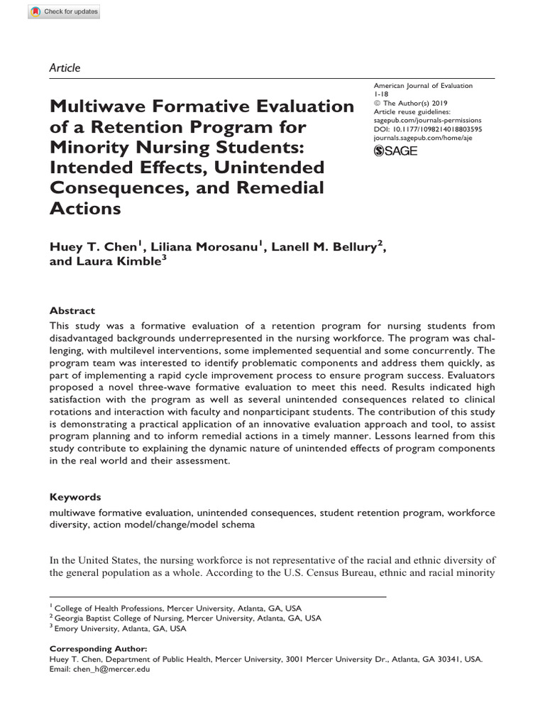 Evaluation of Nursing Student Retention Program | PDF | Mentorship ...