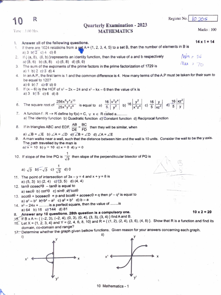 Mathematics Quarterly Exam 2023 | PDF | Mathematical Concepts ...