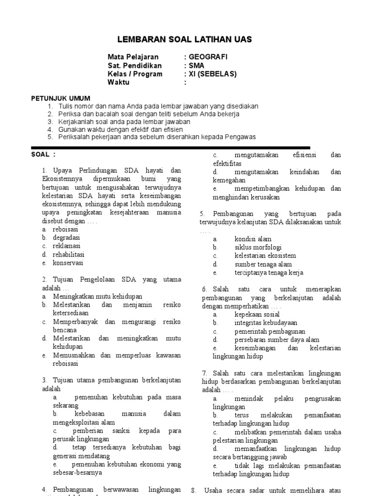 Contoh Soal Ekonomi Kelas 11 Semester 2 Contoh Soal Terbaru