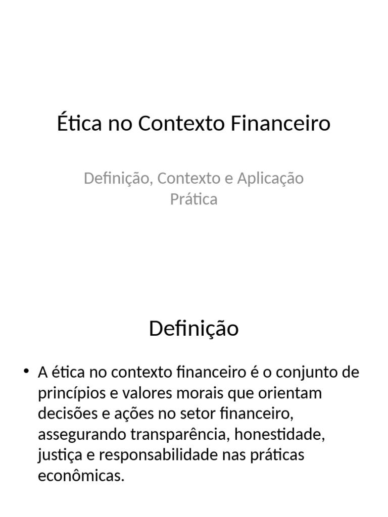 Ética Financeira: Princípios e Importância | PDF