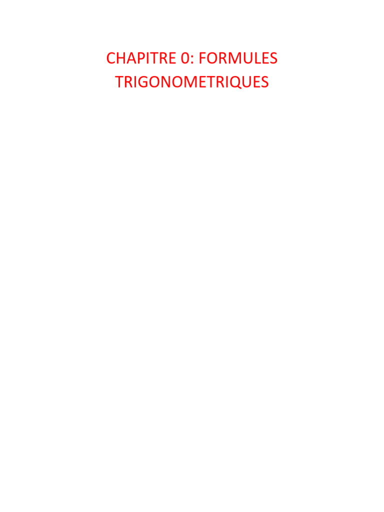 Formules de Trigonométrie Circulaire | PDF | Angle | Géométrie euclidienne