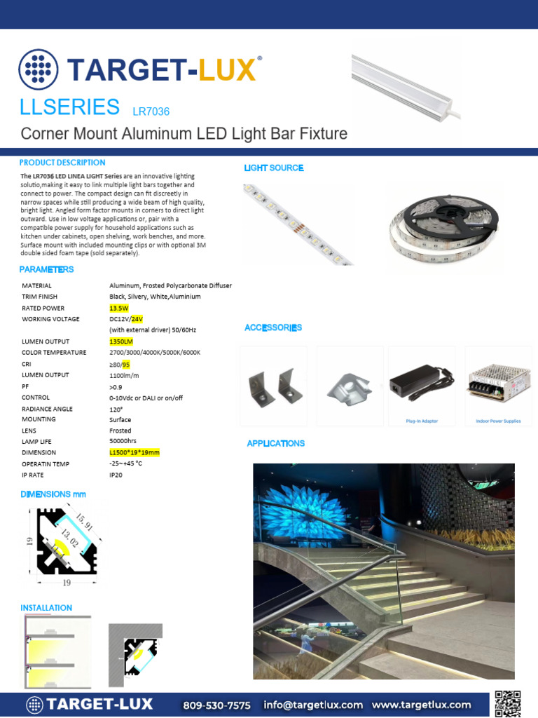 Corner Mount LED Light Bar Fixture | PDF