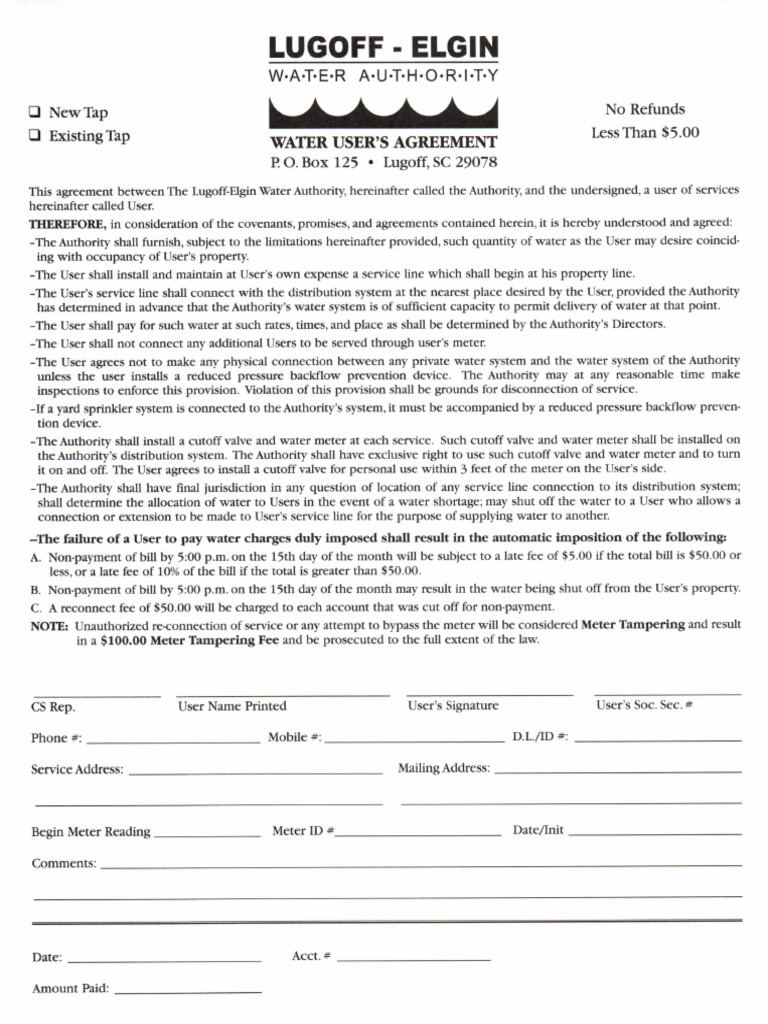 Water Users Agreement | PDF