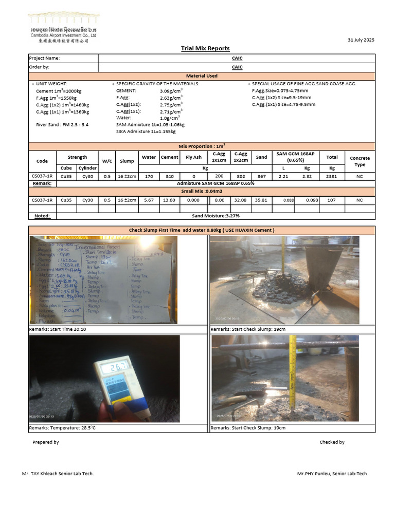 Concrete Trial Mix and Testing Report | PDF | Concrete | Mechanical ...