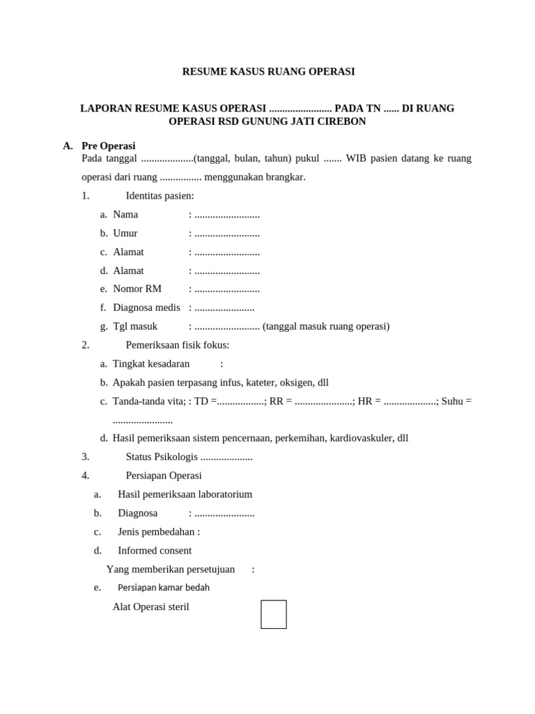 Resume Kasus Operasi RSD Gunung Jati | PDF
