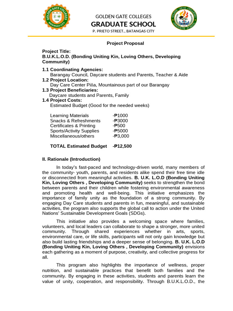 Community-Building Project Proposal | PDF | Child Care | Social Psychology