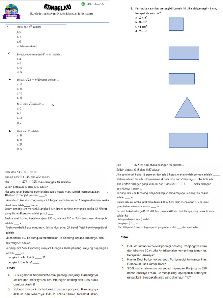 Soal Matematika: Luas dan Keliling | PDF