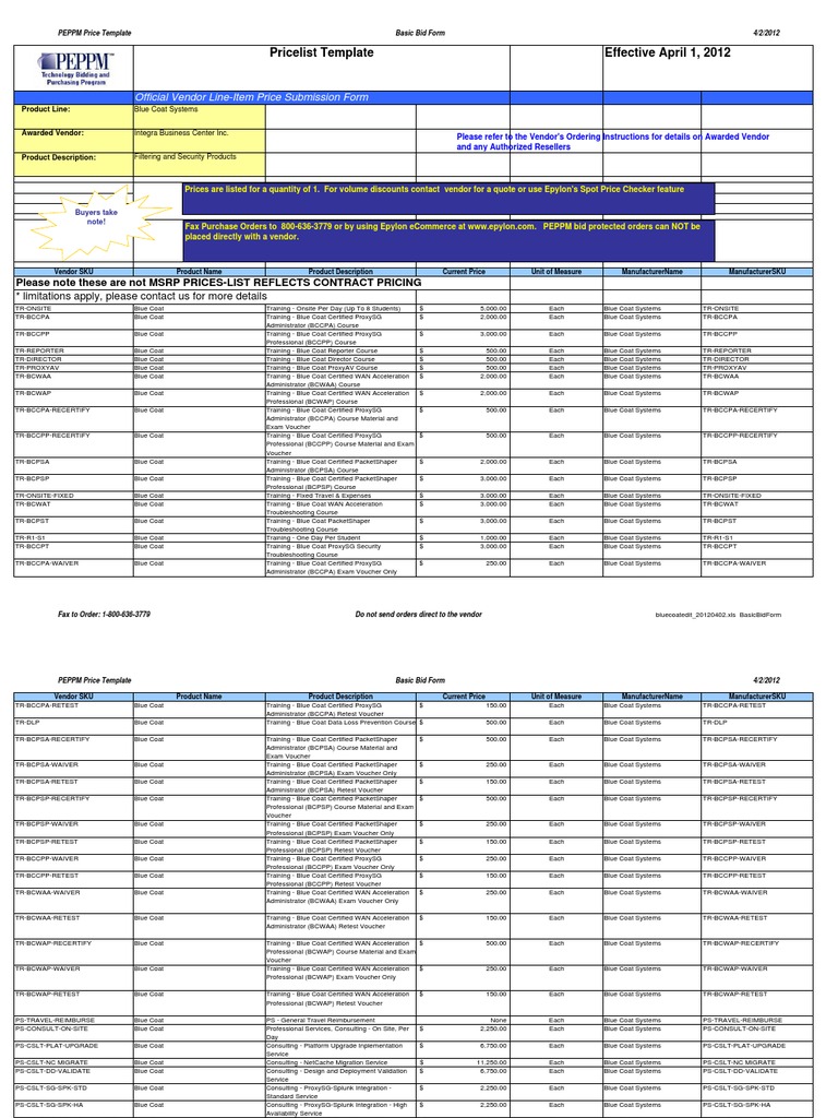 Blue Coat Training Price List | PDF | Cyberwarfare | Security