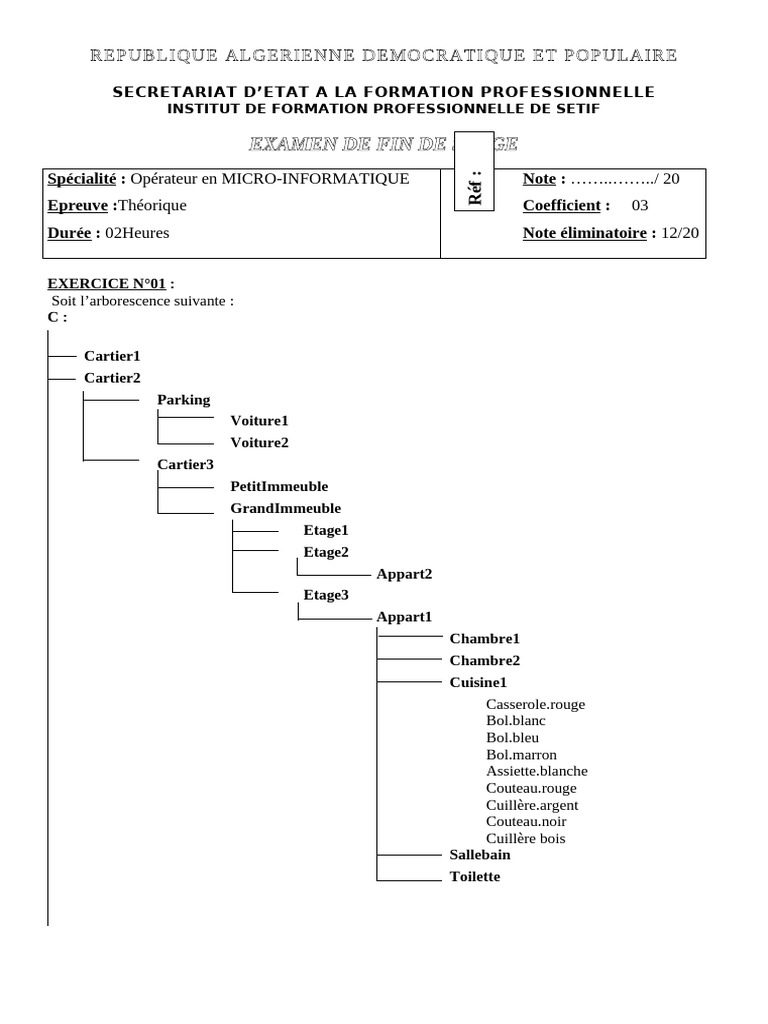 Examen Opérateur Micro-Informatique | PDF | Fichier informatique ...