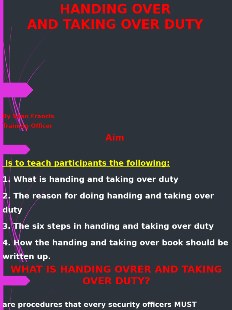 Security Duty Handover Procedures | PDF