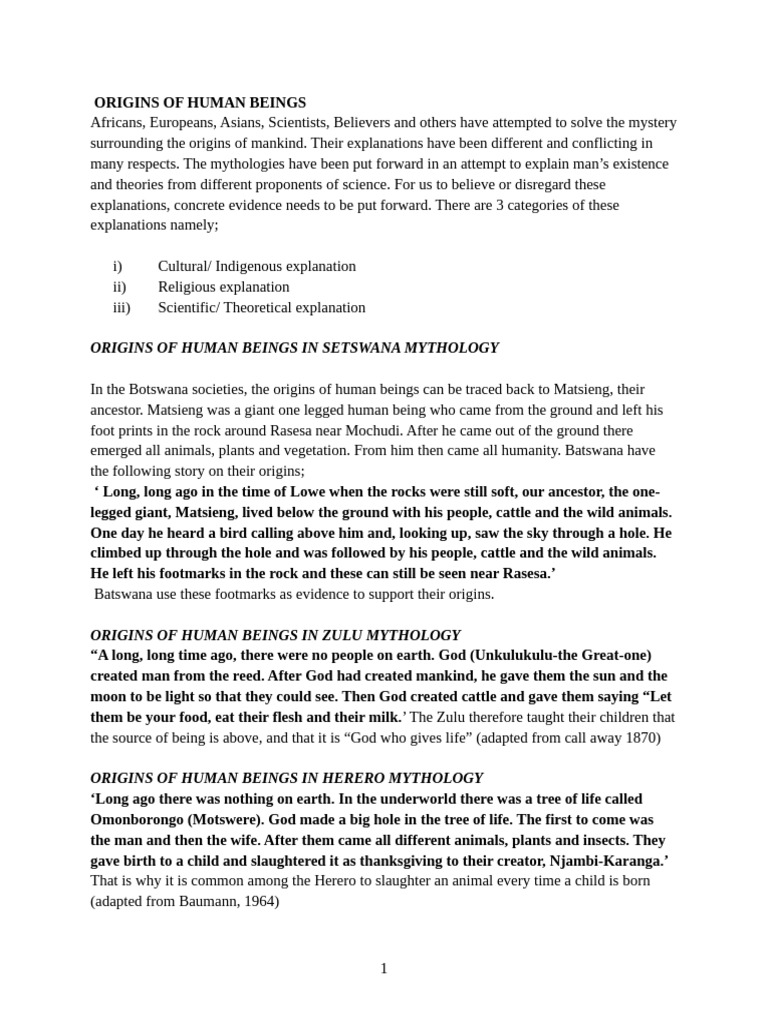 Human Origins: Myths and Theories | PDF | Homo | Human