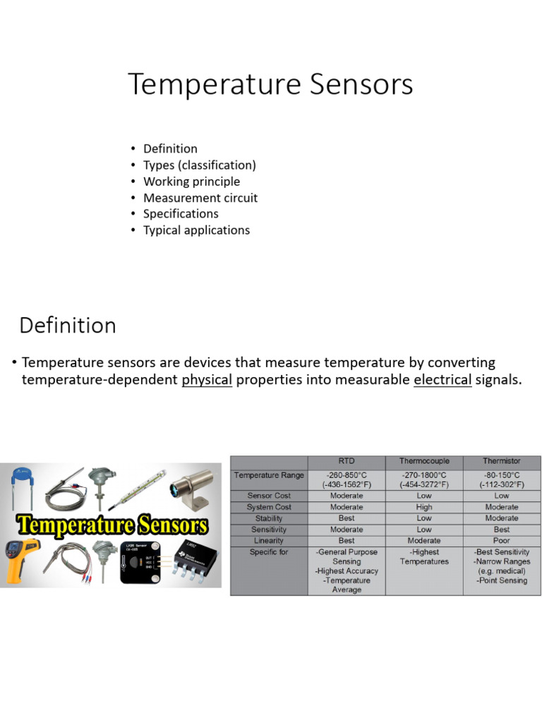 Overview of Temperature Sensor Types | PDF | Thermography | Thermocouple