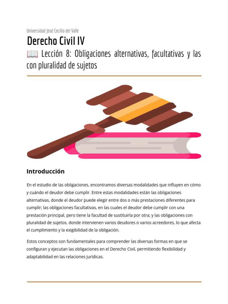 Modalidades de Obligaciones en Derecho Civil | PDF | Pagos | Derecho ...