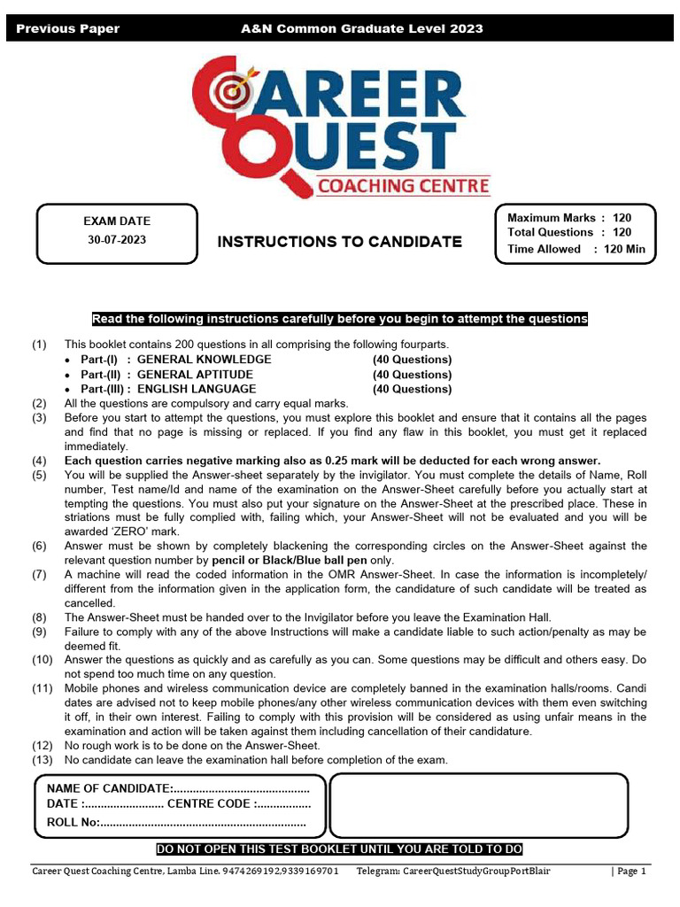 A&N Common Graduate Level Exam Guide | PDF | Grammatical Tense | Atoms