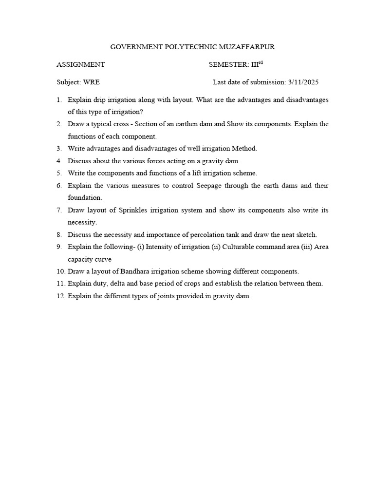 WRE Assignment 3rd Sem | PDF