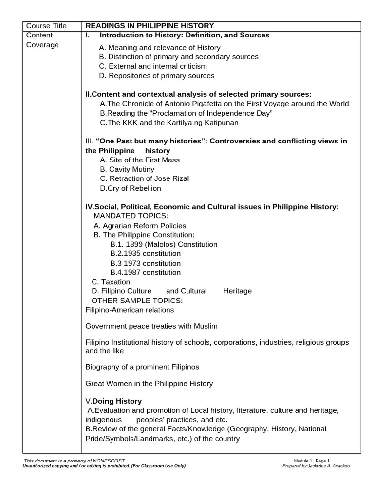 Readings in Philippine History Overview | PDF | Manila | Mariana Islands