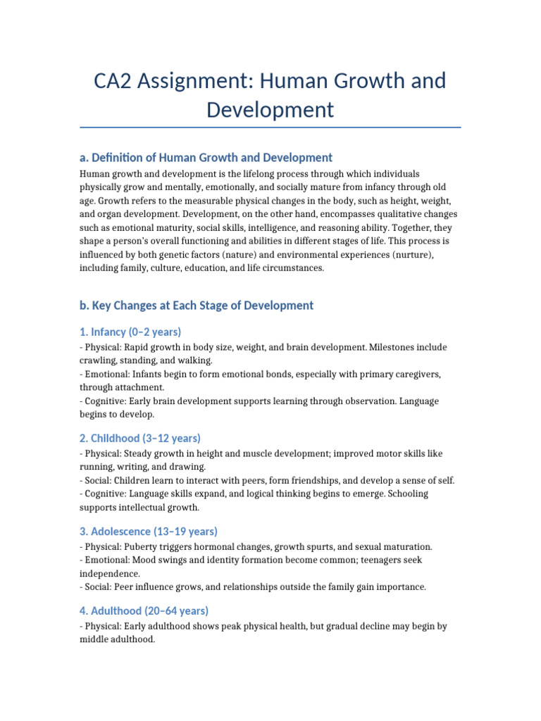 Human Growth and Development Stages | PDF | Adolescence | Behavioural ...
