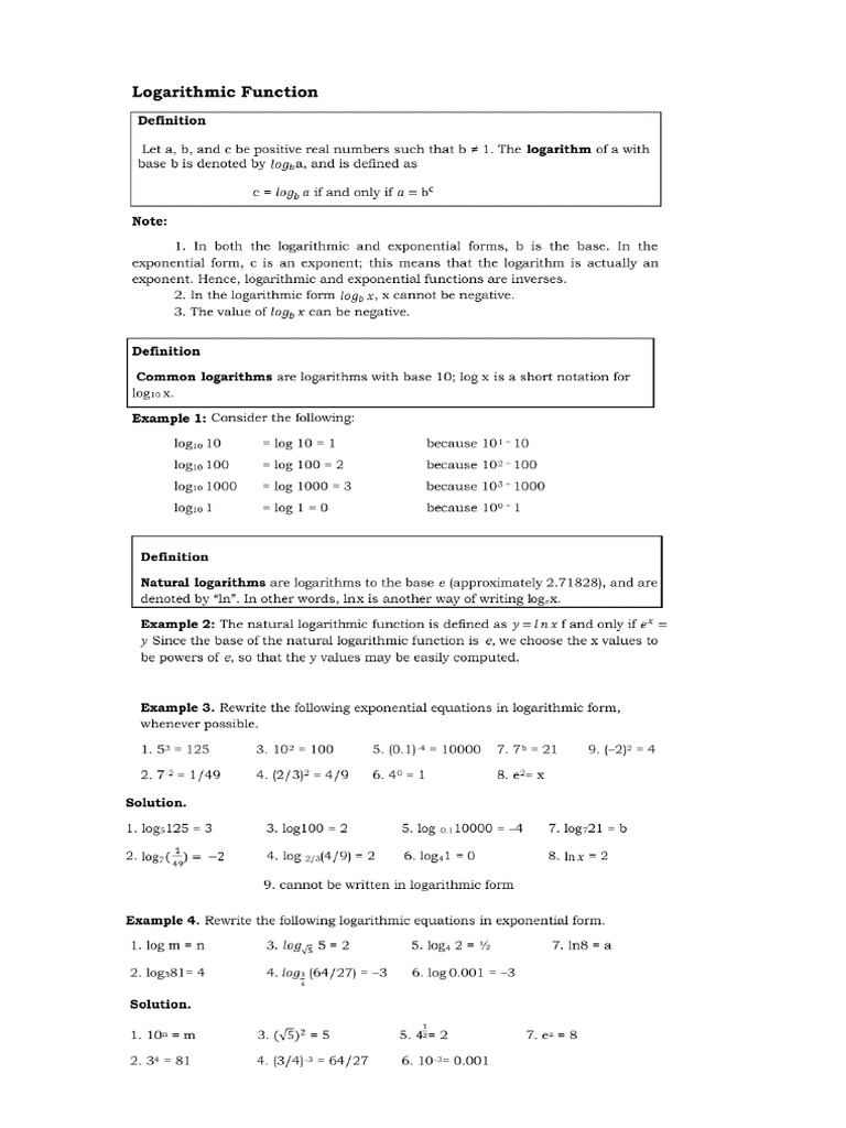 Logarithmic Functions Students Activity | PDF