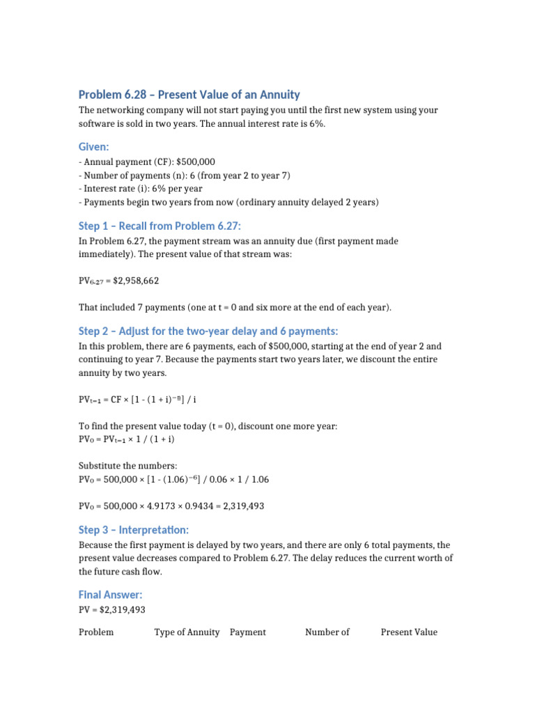 Problem 6 28 Present Value | PDF