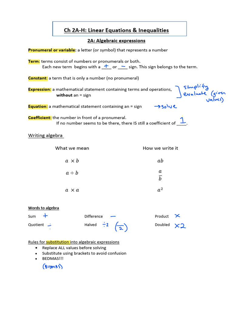 Linear Equations and Inequalities Guide | PDF | Equations | Algebra