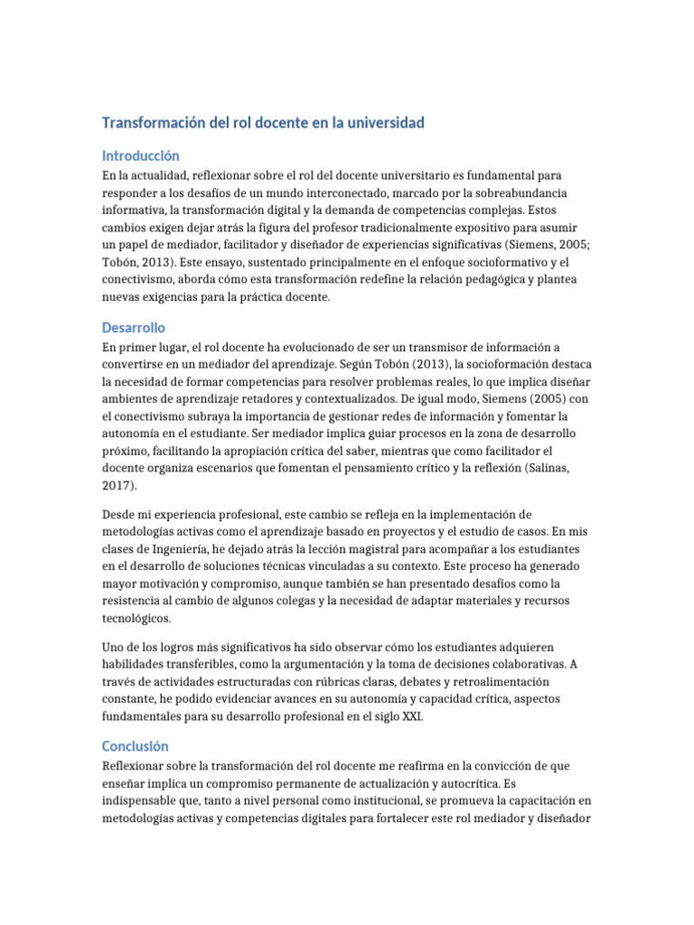 Evolución del Rol Docente Universitario | PDF | Maestros | Aprendizaje