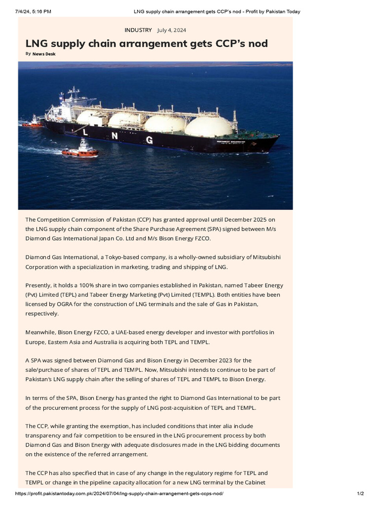 CCP Approves LNG Supply Chain Deal | PDF | Liquefied Natural Gas ...