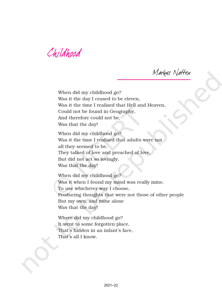 Resource 20251018085104 Chap-06 Poem Childhood | PDF