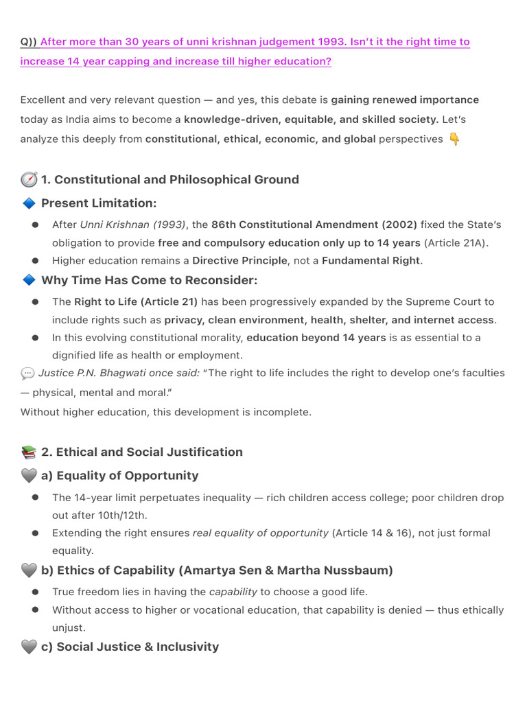 Extend Right to Education Beyond 14 Years | PDF | Equal Opportunity ...