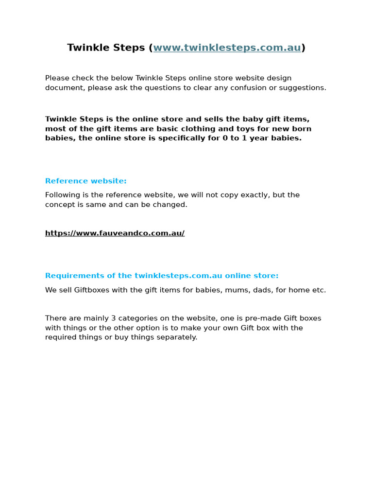 Twinkle Steps - Website Design Document | PDF | Online Shopping