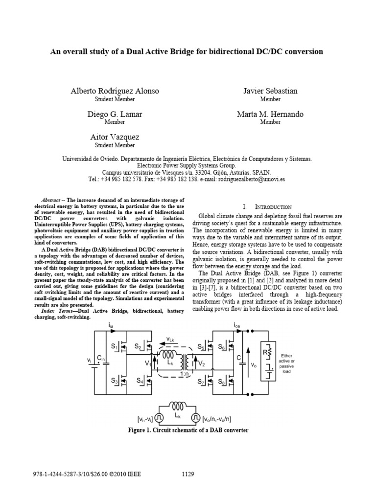 An Overall Study of A Dual Active Bridge For Bidirectional DC DC ...