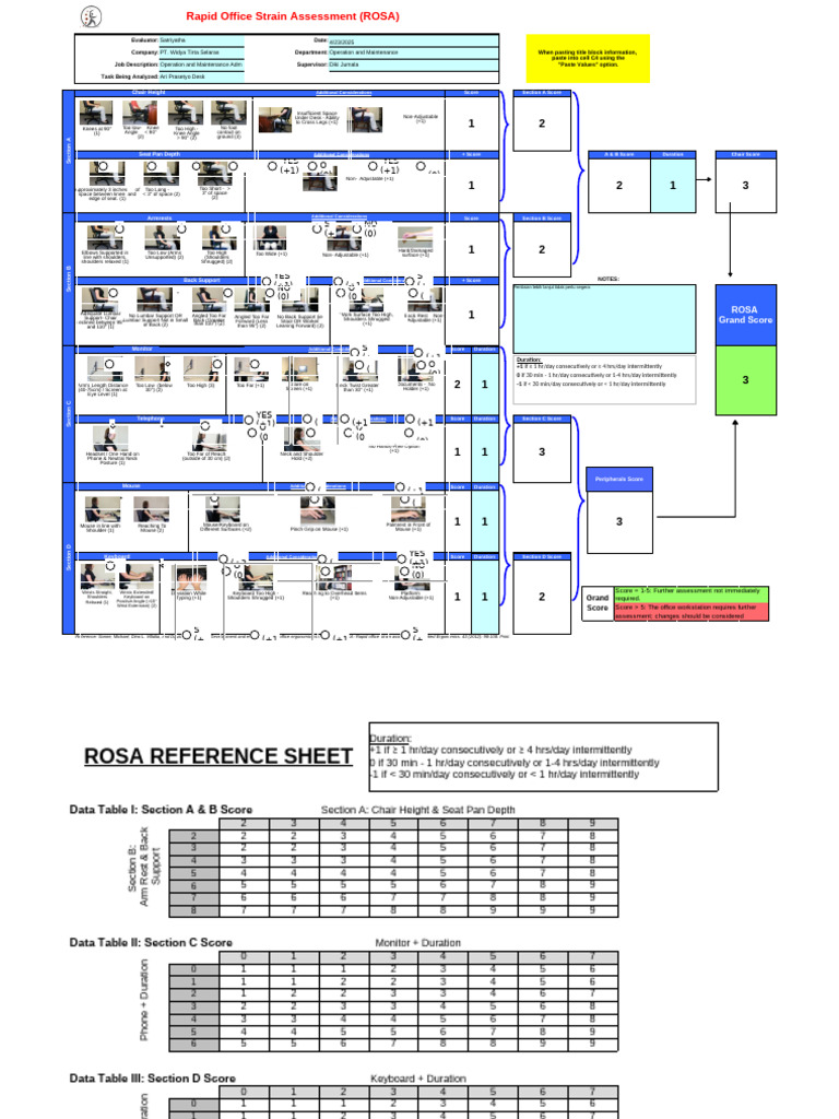 ROSA Office Ergonomics Assessment Report | PDF | Workplace ...