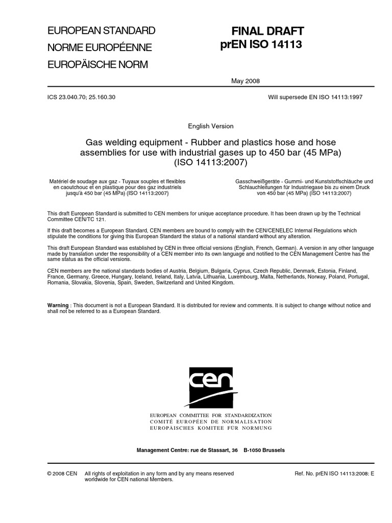 Gas Welding Hose Standards Draft 2008 | PDF | International ...
