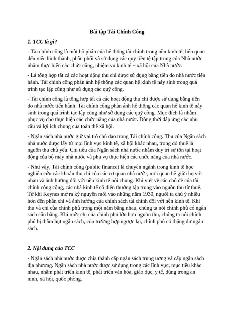 Bài Tập TCC | PDF