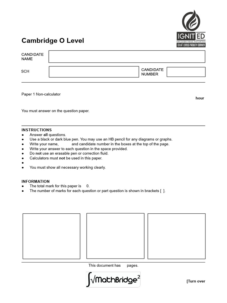 Cambridge O Level Math Mock Test 1 | PDF | Area | Euclidean Geometry