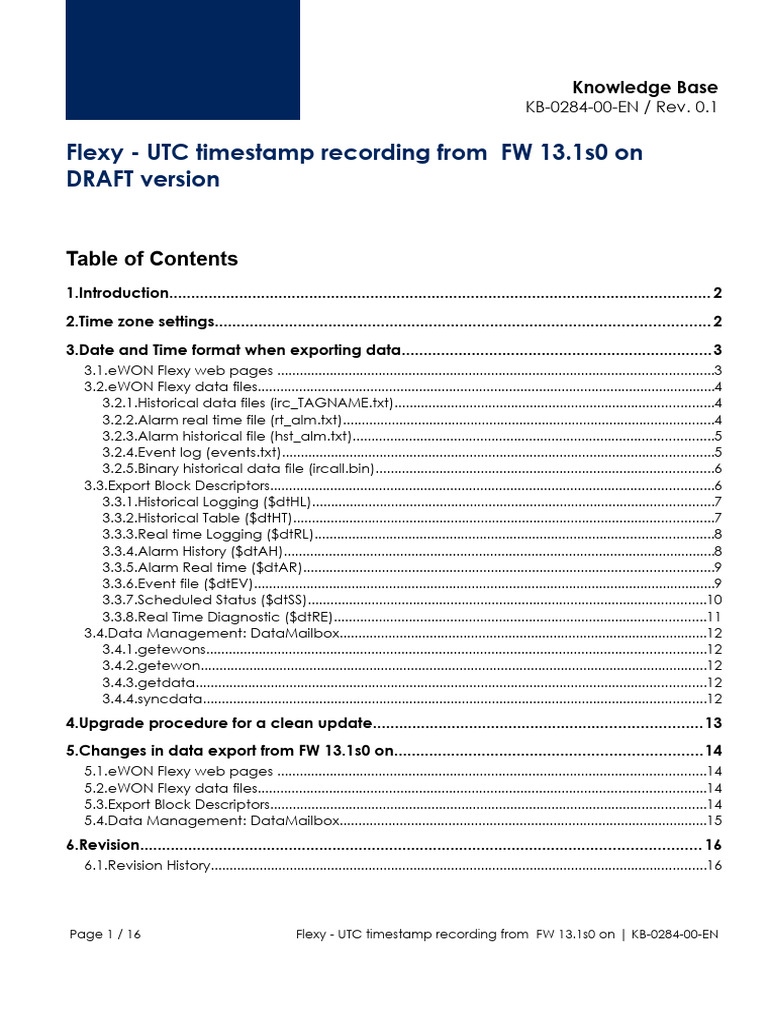 KB-0284-0-EN (Flexy - UTC Timestamp Recording From FW 13.1s0 On) | PDF ...