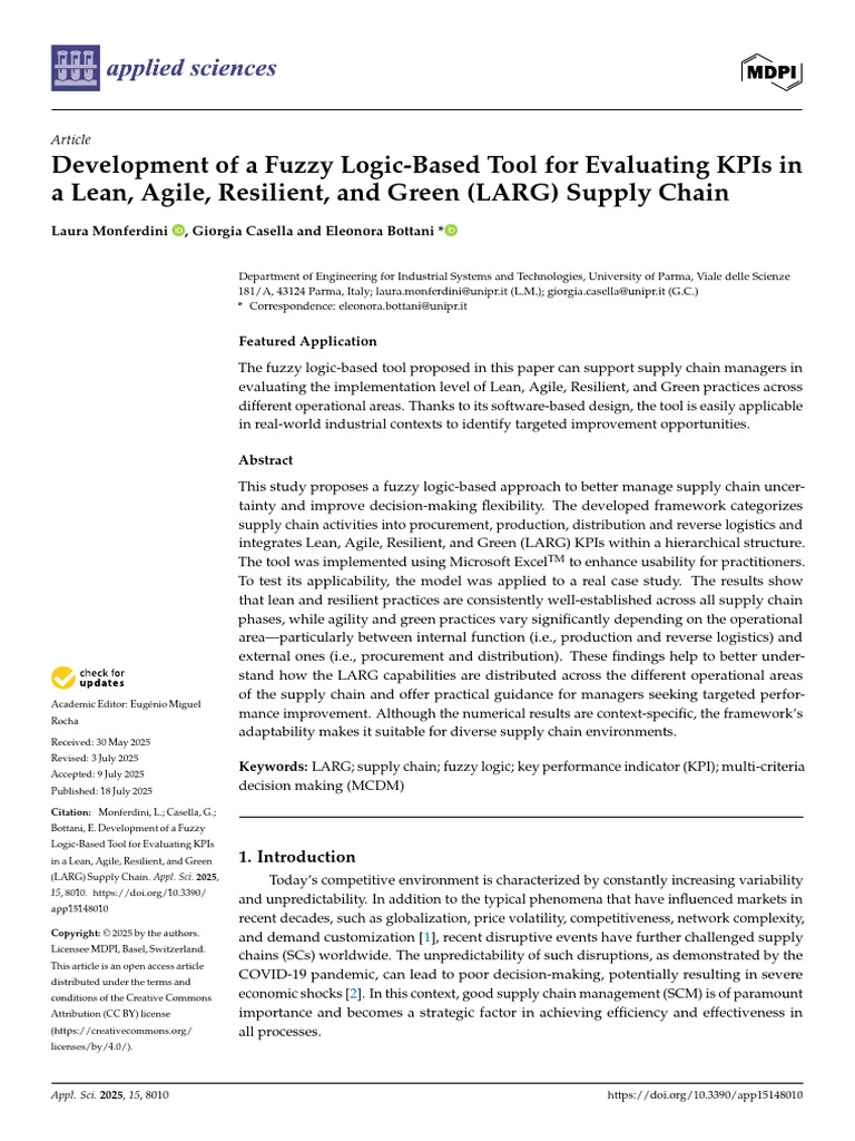 Fuzzy Logic Tool for LARG Supply Chains | PDF | Supply Chain | Lean ...