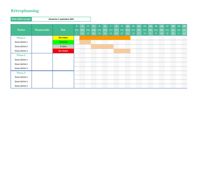 Modèle de rétroplanning Excel 2024 | PDF