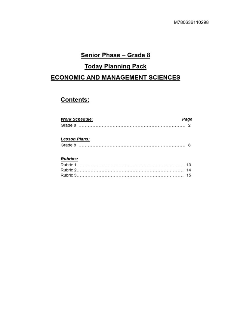 Grade 8 EMS Today Planning Pack | PDF | Teaching Method | Teachers