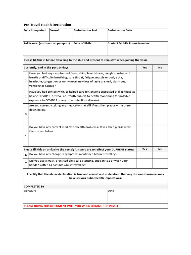Health Declaration | PDF