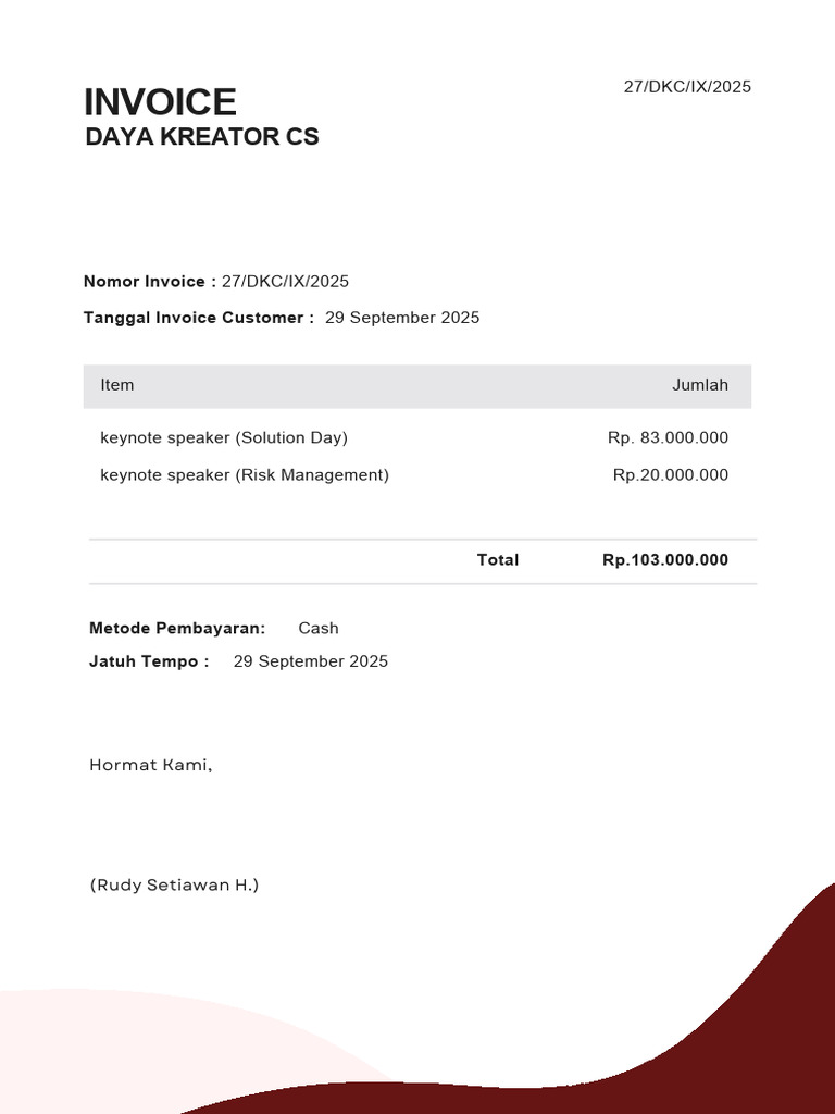 Invoice for Keynote Speakers 2025 | PDF