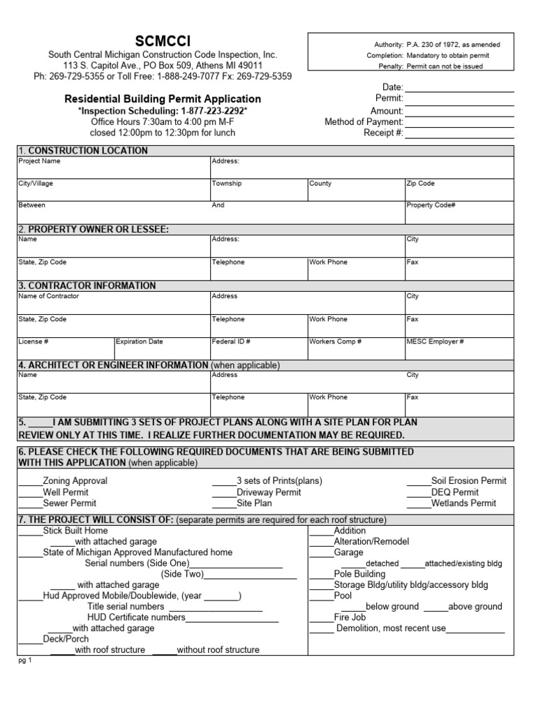 Michigan Residential Building Permit Form | PDF | Basement