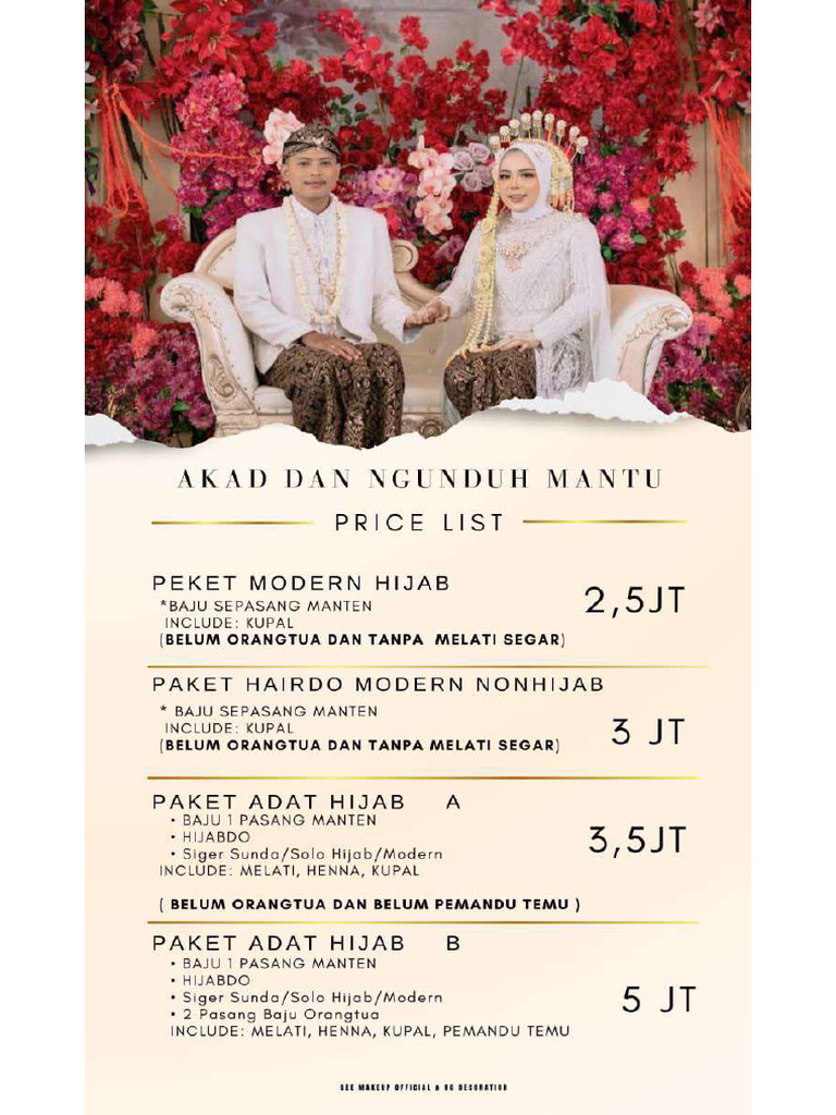 Pricelist Wedding | PDF