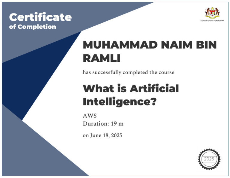 AI Course Completion Certificate | PDF