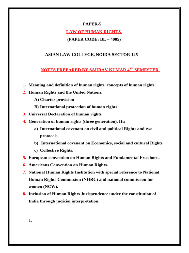 Human Rights Law Overview and Concepts | PDF | Human Rights ...