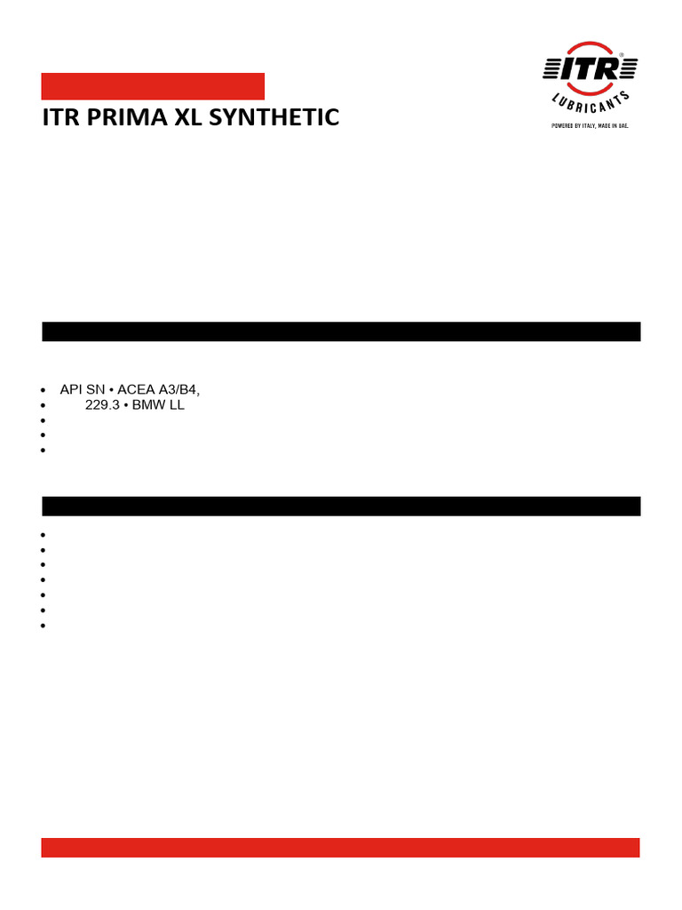 Itr Prima XL Sy | PDF